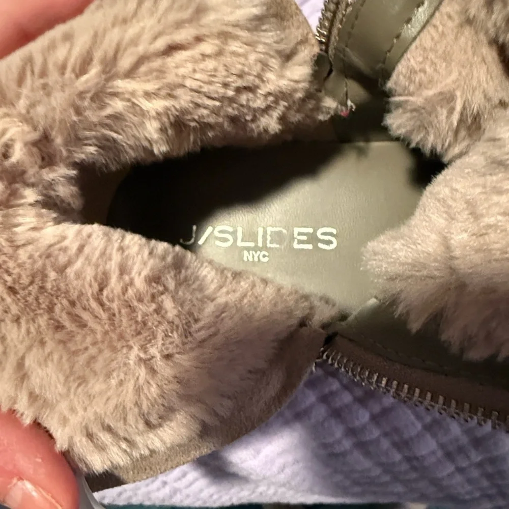 J/Slides Tristan faux fur-lined waterproof suede sneaker boot, Size 7.5